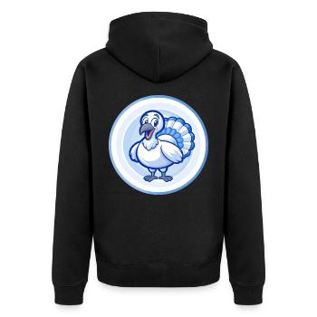 Turquie Bleu Kawaii Dessin Animé Personnage Clipart Animal de compagnie - Veste à capuche bio Premium Unisexe - noir - Dos - Nico (187cm)