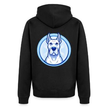 Dogue Allemand Chien Bleu Kawaii Dessin Animé Personnage Animal de compagnie - Veste à capuche bio Premium Unisexe - noir - Dos - Nico (187cm)