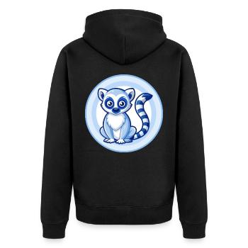 Lemur Blue Kawaii Cartoon Character Clipart Pet - Unisex Premium Organic Zip Hoodie - black - Back - Nico (187cm)