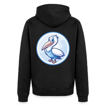 Pélican Bleu Kawaii Dessin Animé Personnage Clipart Animal de compagnie - Veste à capuche bio Premium Unisexe - noir - Dos - Nico (187cm)