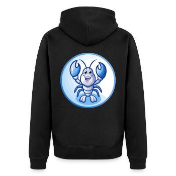 Lobster Blue Kawaii Cartoon Character Clipart Pet - Unisex Premium Organic Zip Hoodie - black - Back - Nico (187cm)