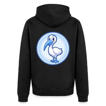 Ibis Blau Kawaii Cartoon Figur Clipart Haustier - Unisex Premium Bio Zip Hoodie - Schwarz - Hinten - Nico (187cm)