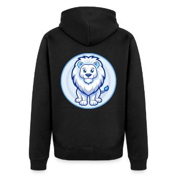 Lion Bleu Kawaii Dessin Animé Personnage Clipart Animal de compagnie - Veste à capuche bio Premium Unisexe - noir - Dos - Nico (187cm)