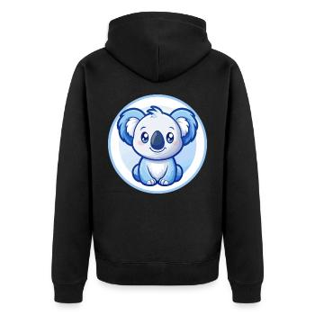 Koala Blau Kawaii Cartoon Figur Clipart Haustier - Unisex Premium Bio Zip Hoodie - Schwarz - Hinten - Nico (187cm)