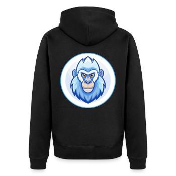 Mandrill Blau Kawaii Cartoon Figur Clipart Haustier - Unisex Premium Bio Zip Hoodie - Schwarz - Hinten - Nico (187cm)