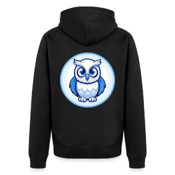 Eule Blau Niedlich Kawaii Cartoon Figur Clipart Haustier - Unisex Premium Bio Zip Hoodie - Schwarz - Hinten - Nico (187cm)
