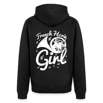 French horn player - Unisex Premium Organic Zip Hoodie - black - Back - Nico (187cm)