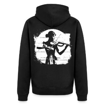 Violons Femme Dessin - Veste à capuche bio Premium Unisexe - noir - Dos - Nico (187cm)