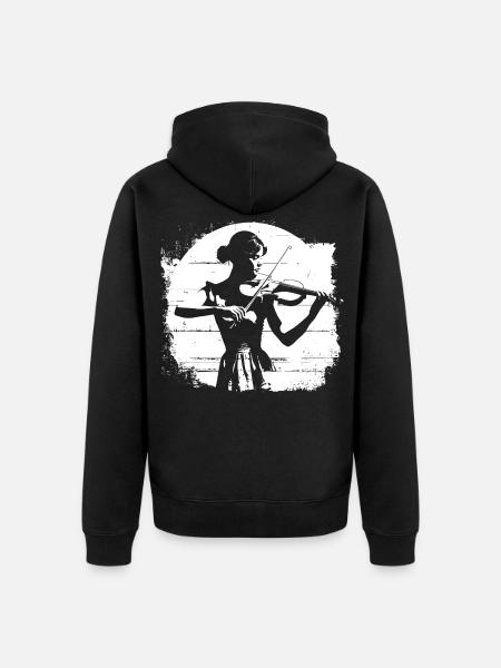 Violins Woman Drawing - Unisex Premium Organic Zip Hoodie - black