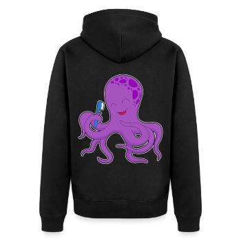 Octopus Toothbrush - Unisex Premium Organic Zip Hoodie - black - Back - Nico (187cm)