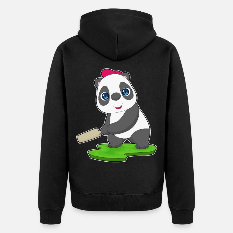 Panda Cricket Battes de cricket - Veste à capuche bio Premium Unisexe - noir