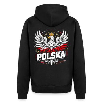 Pologne Polska Polonais Rouge Blanc Aigle Couronne Cadeau - Veste à capuche bio Premium Unisexe - noir - Dos - Nico (187cm)