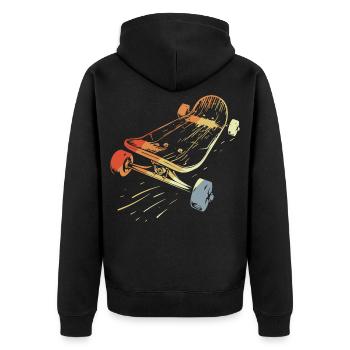 Skateboard Skizze Vintage Look - Unisex Premium Bio Zip Hoodie - Schwarz - Hinten - Nico (187cm)