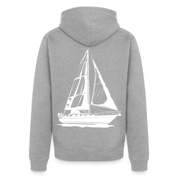 Segelboot Zeichnung - Unisex Premium Bio Zip Hoodie - Grau meliert - Hinten - Nico (187cm)
