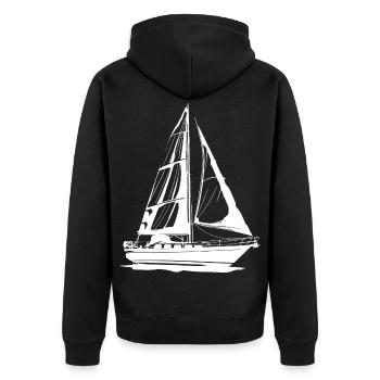 Segelboot Zeichnung - Unisex Premium Bio Zip Hoodie - Schwarz - Hinten - Nico (187cm)