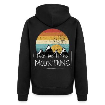 Wandern Wanderungen - Unisex Premium Bio Zip Hoodie - Schwarz - Hinten - Nico (187cm)