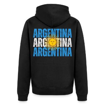 Flagge von Argentinien, Argentinischer Stolz - Unisex Premium Bio Zip Hoodie - Schwarz - Hinten - Nico (187cm)