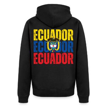 Flagge von Ecuador, ecuadorianischer Stolz - Unisex Premium Bio Zip Hoodie - Schwarz - Hinten - Nico (187cm)