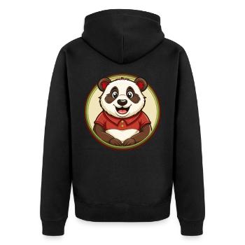 Panda Bunte Kawaii Cartoon Figur Clipart - Unisex Premium Bio Zip Hoodie - Schwarz - Hinten - Nico (187cm)