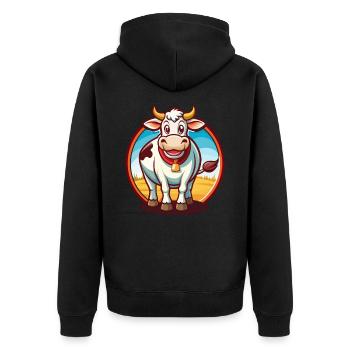 vache mignon drôle kawaii dessin animé clipart animal de compagnie - Veste à capuche bio Premium Unisexe - noir - Dos - Nico (187cm)