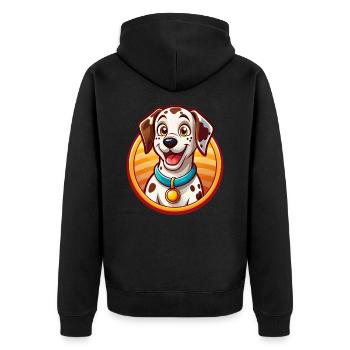 Dalmatiner Hund Lustig Kawaii Cartoon Clipart Tier - Unisex Premium Bio Zip Hoodie - Schwarz - Hinten - Nico (187cm)