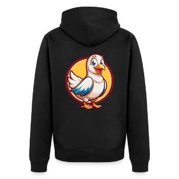 Taube Niedlich Lustig Kawaii Cartoon Clipart Tier Haustier - Unisex Premium Bio Zip Hoodie - Schwarz - Hinten - Nico (187cm)