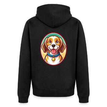 Beagle Dog Funny Kawaii Cartoon Clipart Animal Pet - Unisex Premium Organic Zip Hoodie - black - Back - Nico (187cm)