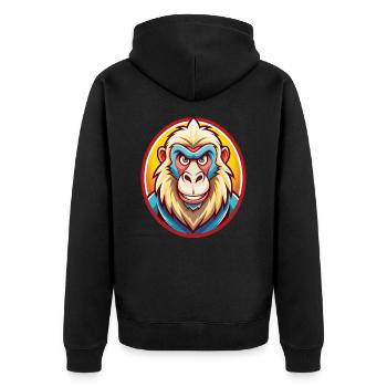 Babouin Drôle Kawaii Dessin animé Clipart Animal de compagnie - Veste à capuche bio Premium Unisexe - noir - Dos - Nico (187cm)