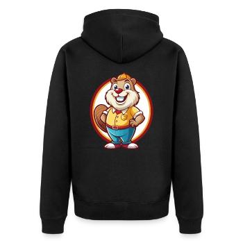 Beaver Funny Kawaii Cartoon Clipart Animal Pet - Unisex Premium Organic Zip Hoodie - black - Back - Nico (187cm)