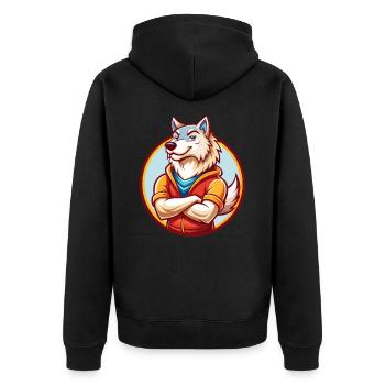 Loup Arctique Drôle Kawaii Dessin Animé Clipart Animal - Veste à capuche bio Premium Unisexe - noir - Dos - Nico (187cm)