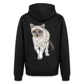 Siamese Cat Halloween Mummy - Unisex Premium Organic Zip Hoodie - black - Back - Nico (187cm)