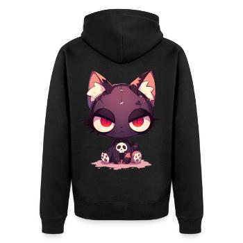 Goth Cat Doll E-Girl Cat Grunge Gift - Unisex Premium Organic Zip Hoodie - black - Back - Nico (187cm)