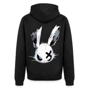 Goth Hasenkopf Hase Gothic Puppe Grunge Geschenk - Unisex Premium Bio Zip Hoodie - Schwarz - Hinten - Nico (187cm)
