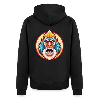 Mandrill Lustige Kawaii Cartoon Clipart Tier Haustier - Unisex Premium Bio Zip Hoodie - Schwarz - Hinten - Nico (187cm)