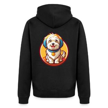 Havaneser Hund Lustig Kawaii Cartoon Clipart Tier - Unisex Premium Bio Zip Hoodie - Schwarz - Hinten - Nico (187cm)