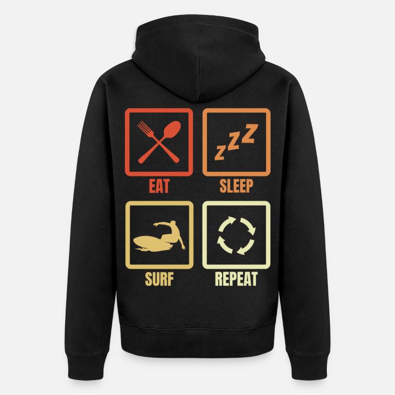 Manger Dormir Surfer Répéter - Veste à capuche bio Premium Unisexe - noir