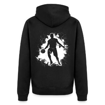 Basketballer - Unisex Premium Bio Zip Hoodie - Schwarz - Hinten - Nico (187cm)