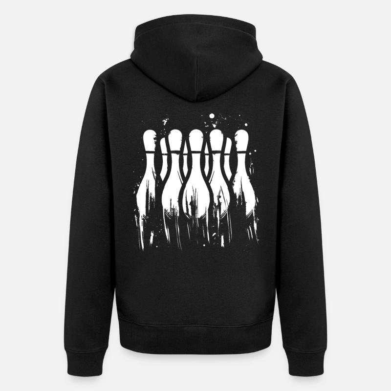 Graphiques de bowling - Veste à capuche bio Premium Unisexe - noir