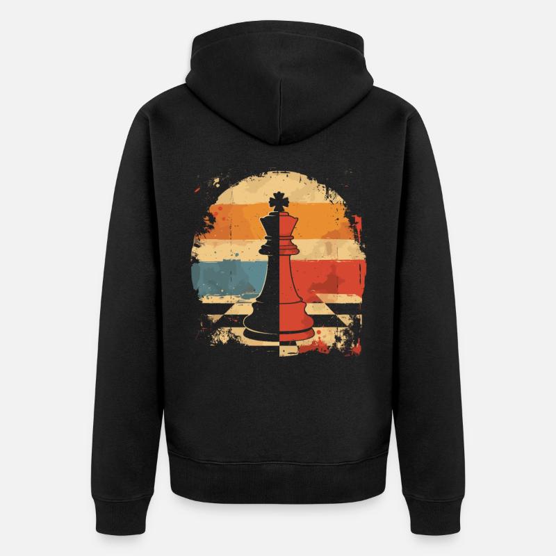 Pièce d’échecs Retrowave - Veste à capuche bio Premium Unisexe - noir