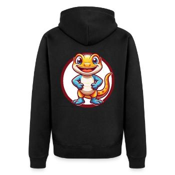 Salamander Lustige Kawaii Cartoon Clipart Tier Haustier - Unisex Premium Bio Zip Hoodie - Schwarz - Hinten - Nico (187cm)