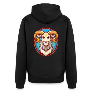 Ram Niedlich Lustig Kawaii Cartoon Clipart Tier Haustier - Unisex Premium Bio Zip Hoodie - Schwarz - Hinten - Nico (187cm)