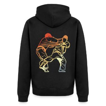 Dessin de Judo Vintage - Veste à capuche bio Premium Unisexe - noir - Dos - Nico (187cm)