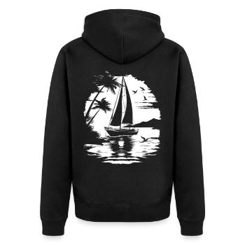 Segeln Zeichnung - Unisex Premium Bio Zip Hoodie - Schwarz - Hinten - Nico (187cm)