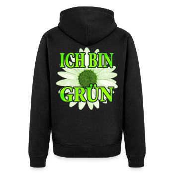 I Am Green - Daisy Flower - Unisex Premium Organic Zip Hoodie - black - Back - Nico (187cm)
