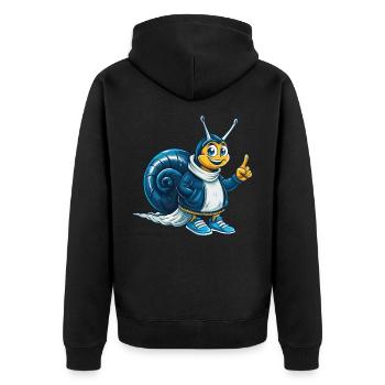 Schnecke Cool Kawaii Cartoon Charakter Clipart - Unisex Premium Bio Zip Hoodie - Schwarz - Hinten - Nico (187cm)