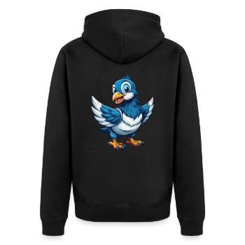 Dove Cool Kawaii Cartoon Figur Clipart - Unisex Premium Bio Zip Hoodie - Schwarz - Hinten - Nico (187cm)