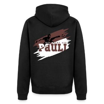 Fans de football Pauli La puissance du nord - Veste à capuche bio Premium Unisexe - noir - Dos - Nico (187cm)
