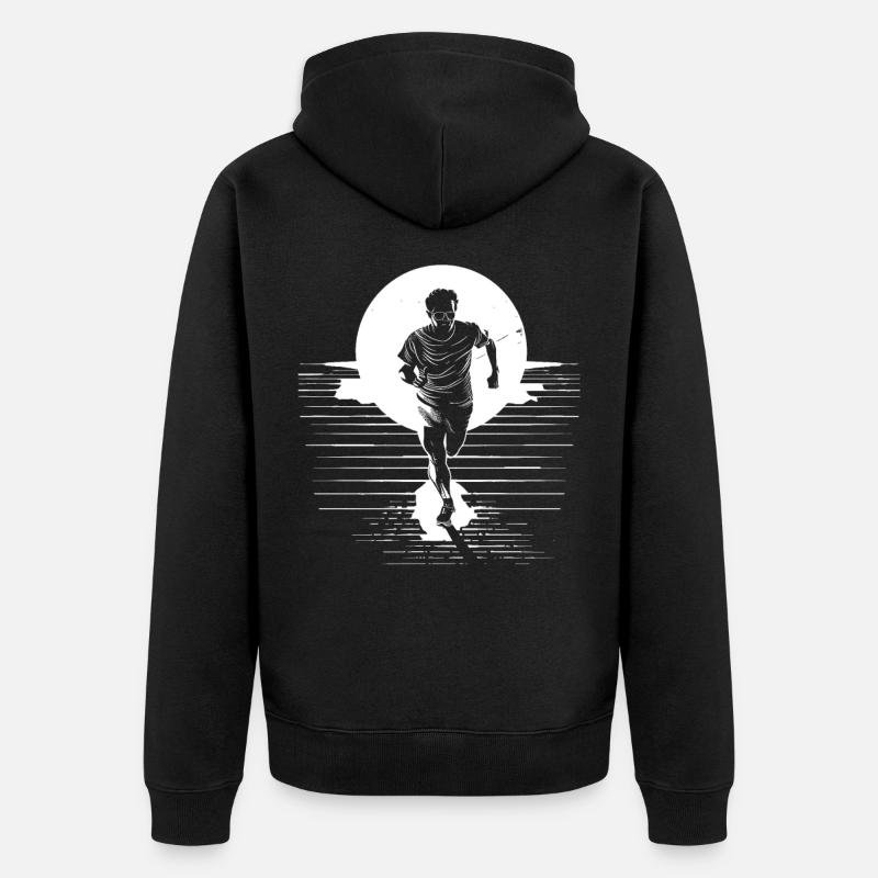 Dessin de garçon marathon - Veste à capuche bio Premium Unisexe - noir