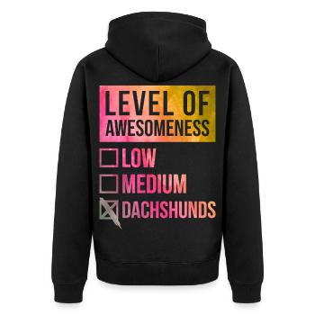 Dackel Dackel Dackel - Unisex Premium Bio Zip Hoodie - Schwarz - Hinten - Nico (187cm)