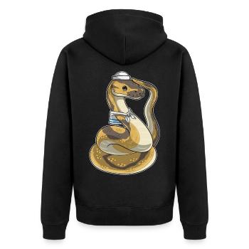 Schlange Seemann Seemannsmütze - Unisex Premium Bio Zip Hoodie - Schwarz - Hinten - Nico (187cm)
